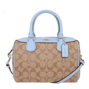 COACH signature leather Mini Bennett satchel - NWT - Tan w/ Blue Trim